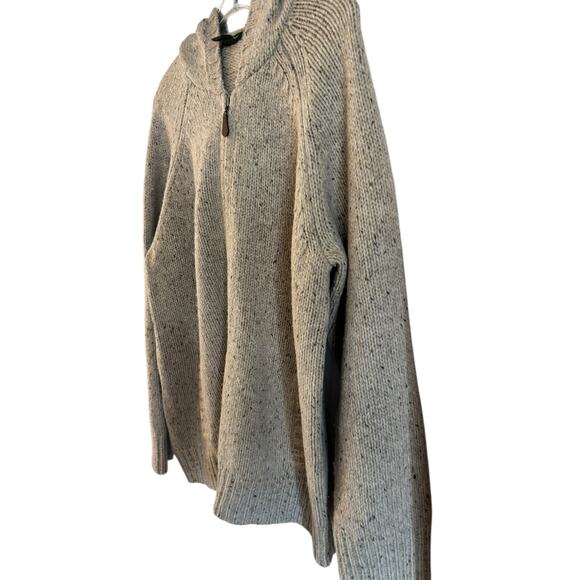 Eddie Bauer Men’s Wool Blend Hoodie Sweater Full Zip Tan Pockets Size XL - Picture 3 of 7